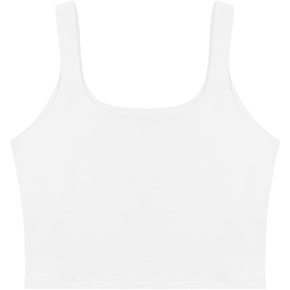 Women's Double Lined Square Neck Tank Top White