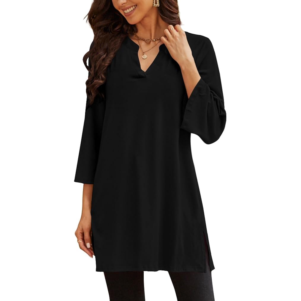 Women's Bell Sleeve Tunic Top Black