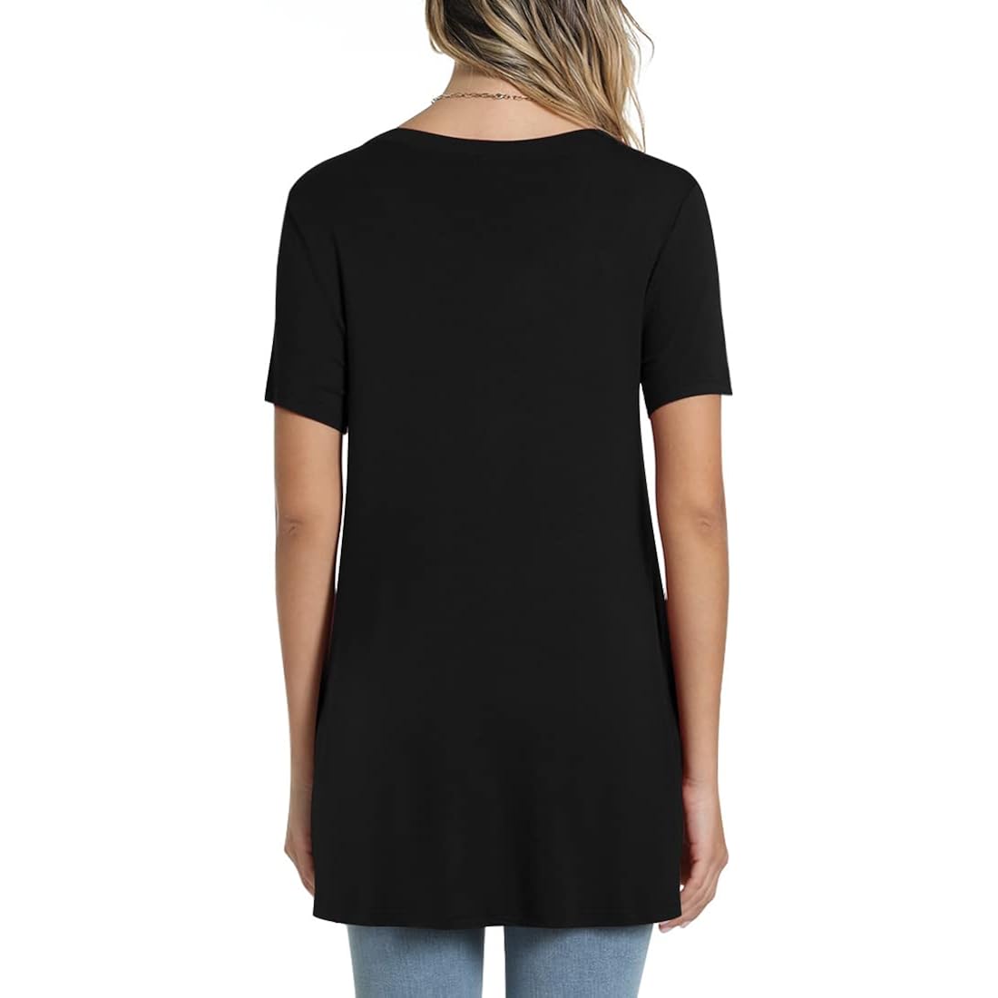 Women's Longline Leggings Fit Tunic Top Black