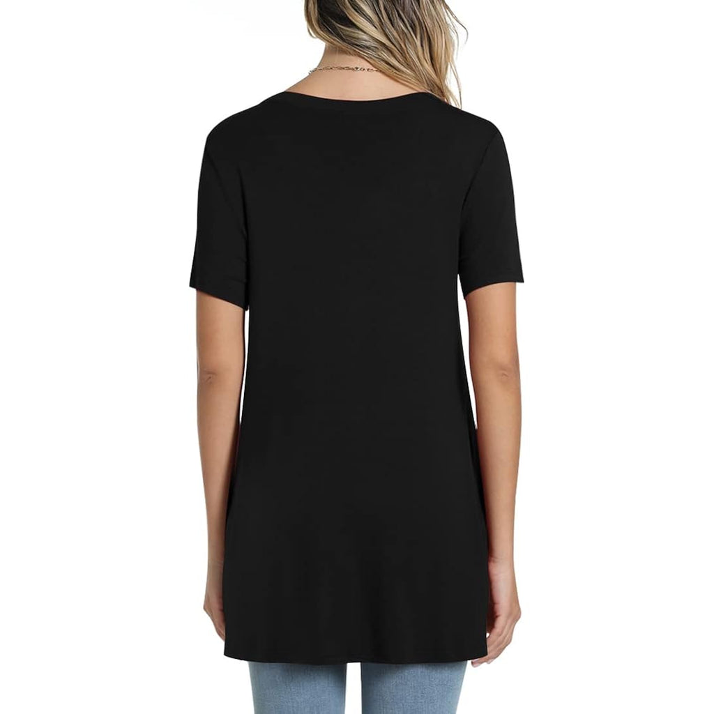 Women's Longline Leggings Fit Tunic Top Black