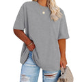 Women's Oversized Crew Neck Tunic Top Light Grey
