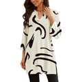 Women's Bell Sleeve Side Split Tunic Top Beige/Black