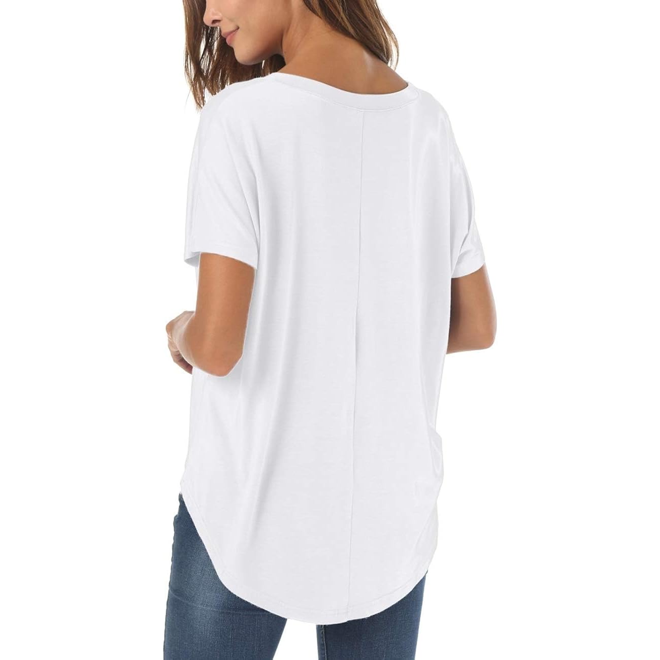 Women's Loose Fit Crew Neck Tunic Top White