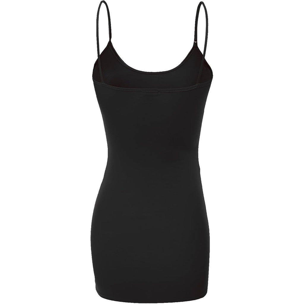 Women's Long Cami Tunic Tank Top Black