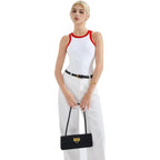 Women's High Neck Racerback Tank Top White/Red