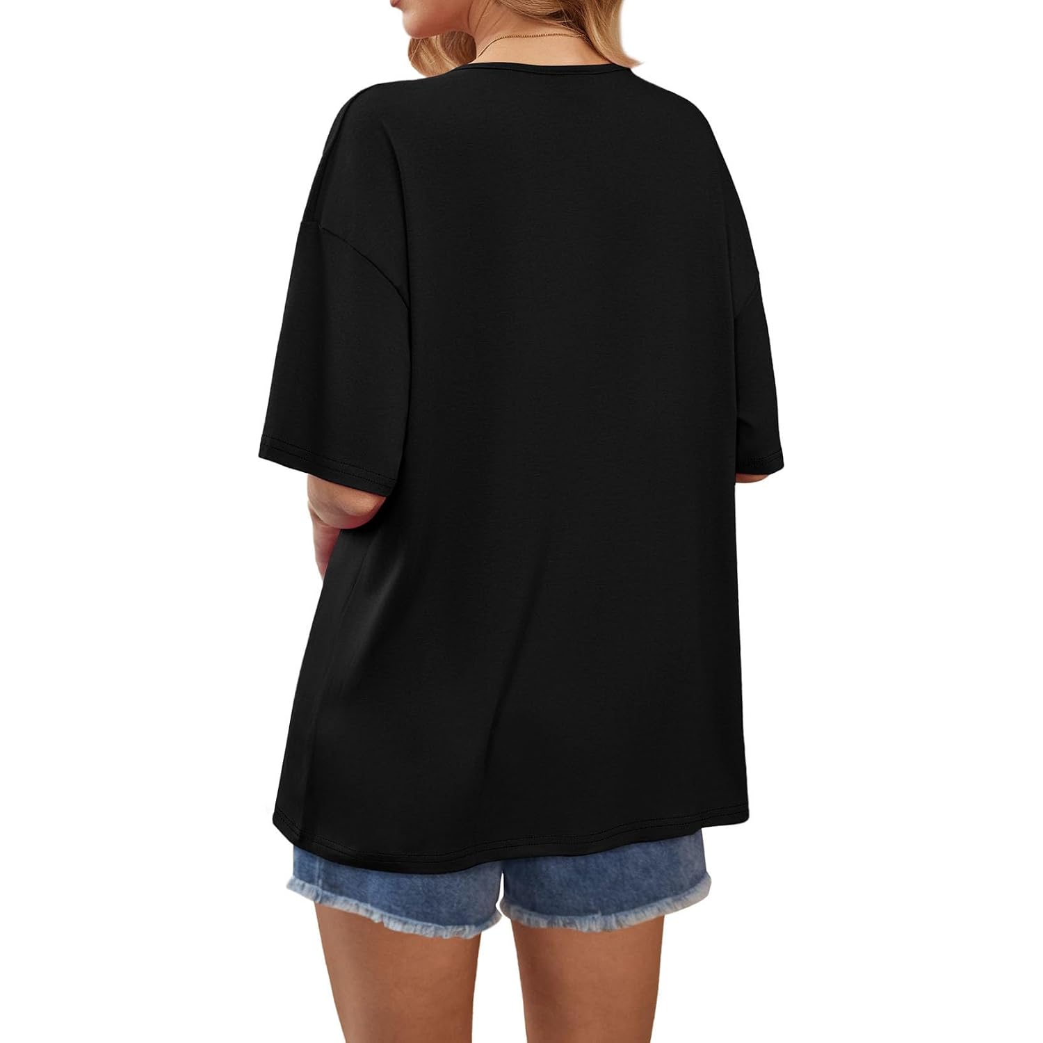 WIHOLL Oversized Tshirts for Women 2026 Summer Tops Short Sleeve V Neck Shirts Basic Tee