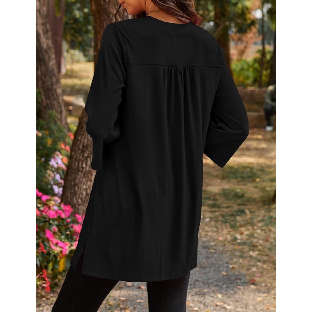 Women's Bell Sleeve Tunic Top Black