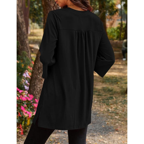 Women's Bell Sleeve Tunic Top Black