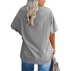 Women's Oversized Crew Neck Tunic Top Light Grey
