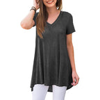 Women's Longline Leggings Fit Tunic Top Short Dark Grey