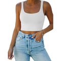 Women's Double Lined Square Neck Tank Top White