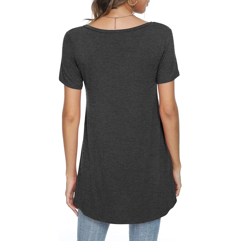 Women's Longline Leggings Fit Tunic Top Short Dark Grey