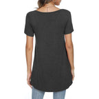 Women's Longline Leggings Fit Tunic Top Short Dark Grey