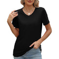 100% Cotton V Neck Short Sleeve T Shirts for Women, Plain T-Shirt，Basic Tees