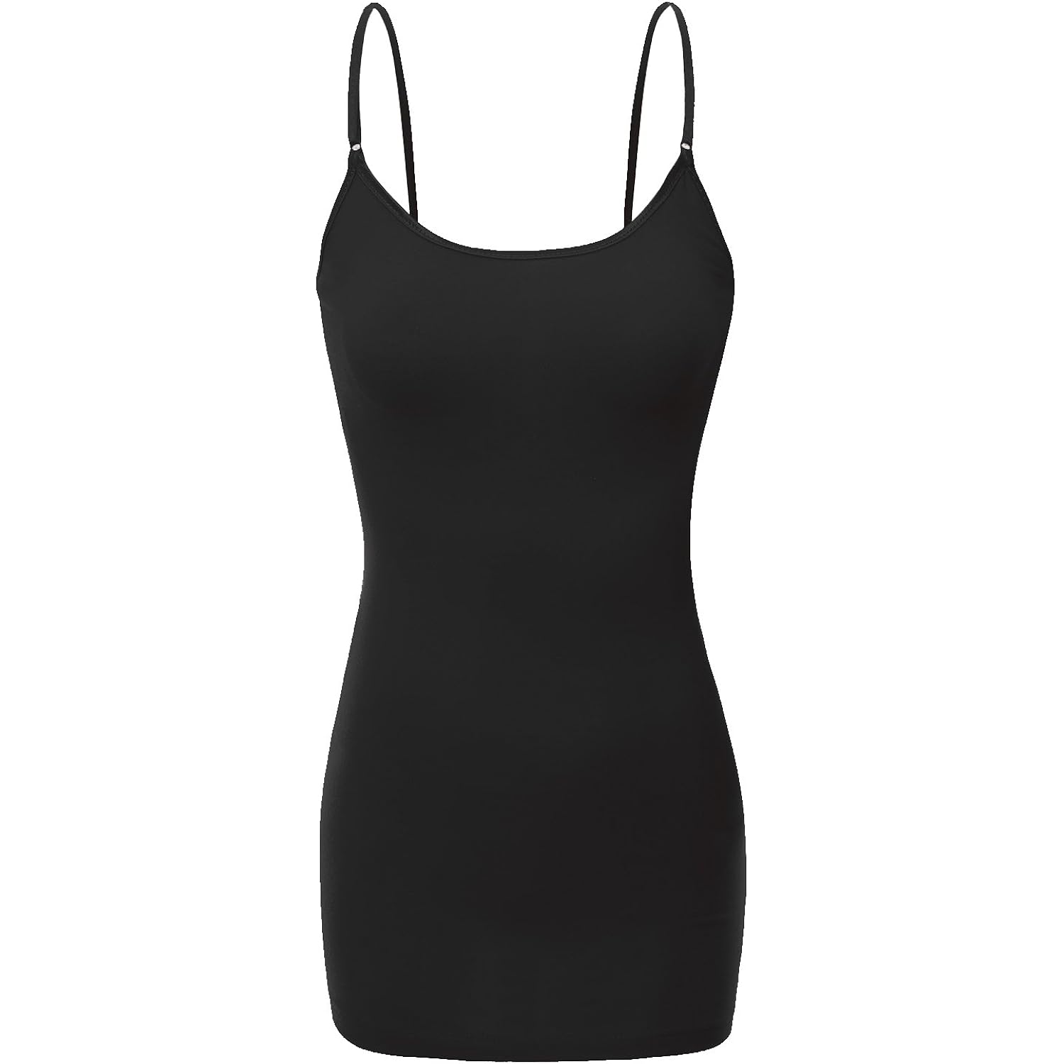 Women's Long Cami Tunic Tank Top Black