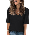 Minetom Women's V Neck T Shirts Casual Half Sleeve Tops Basic Summer Tees
