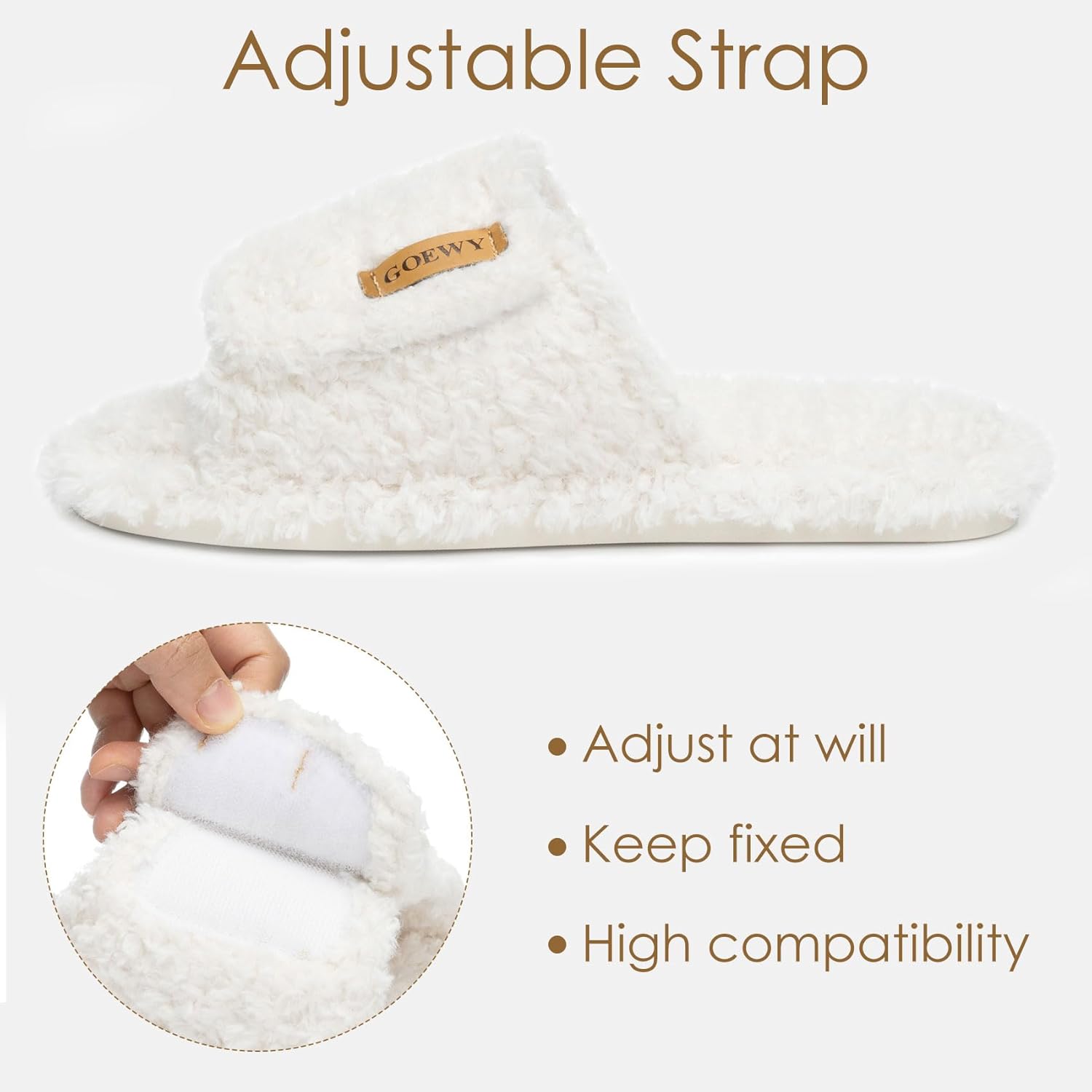 Women's Slippers Adjustable White