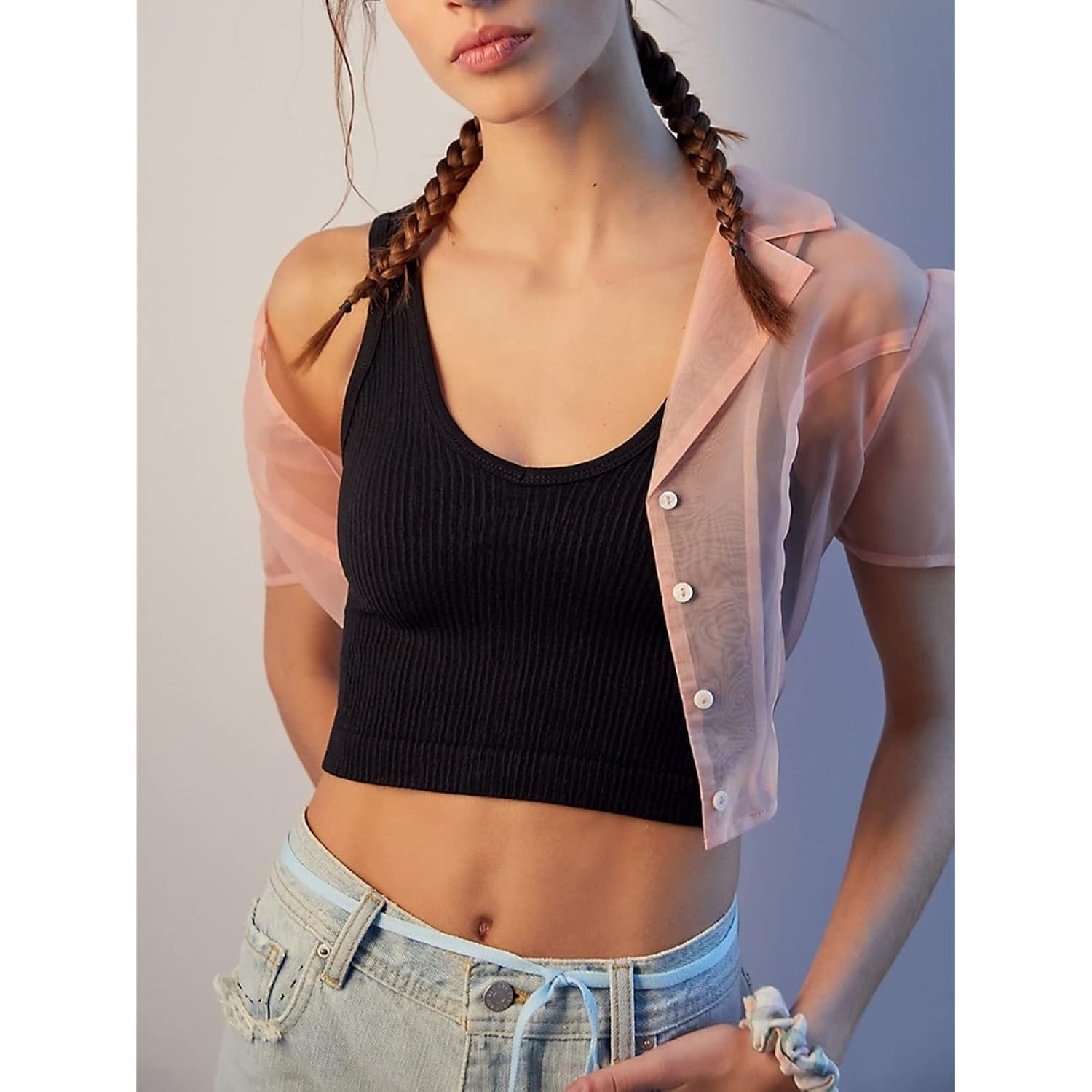 3 Pieces Womens Tank Tops Cute Sexy Going Out Ribbed Summer Tops Black White Crop Tops for Women