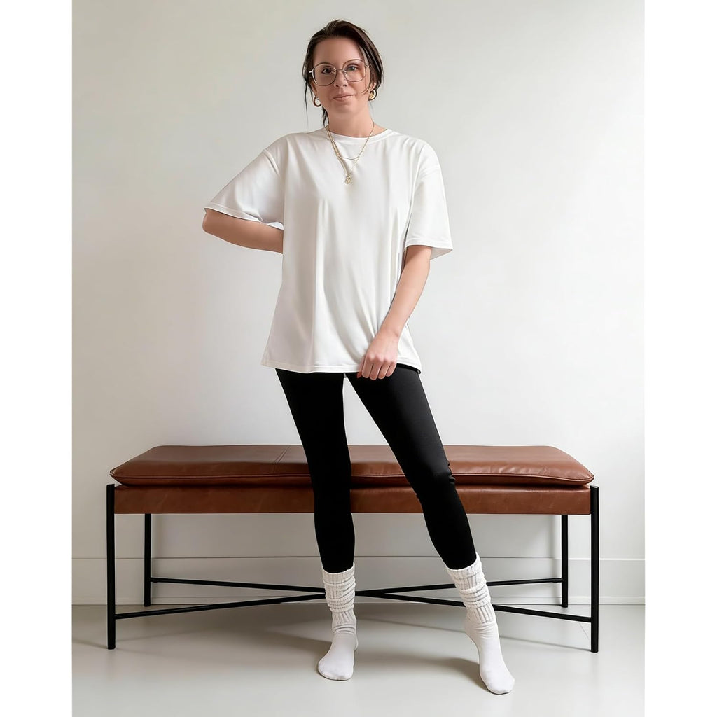 Stelle Non See Through Oversized T Shirts Women Crew Neck Short Sleeve Summer Tops Soft Basic Tee Shirt