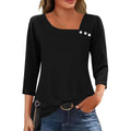 Women's Asymmetrical Neck Tunic Top Black