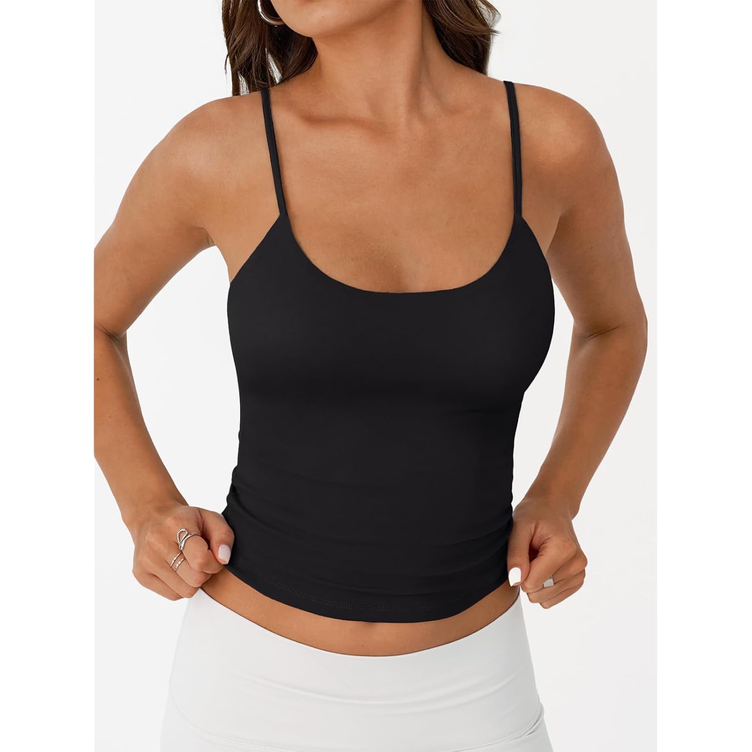 Trendy Queen Womens Summer Double Lined Adjustable Spaghetti Strap Tank Top