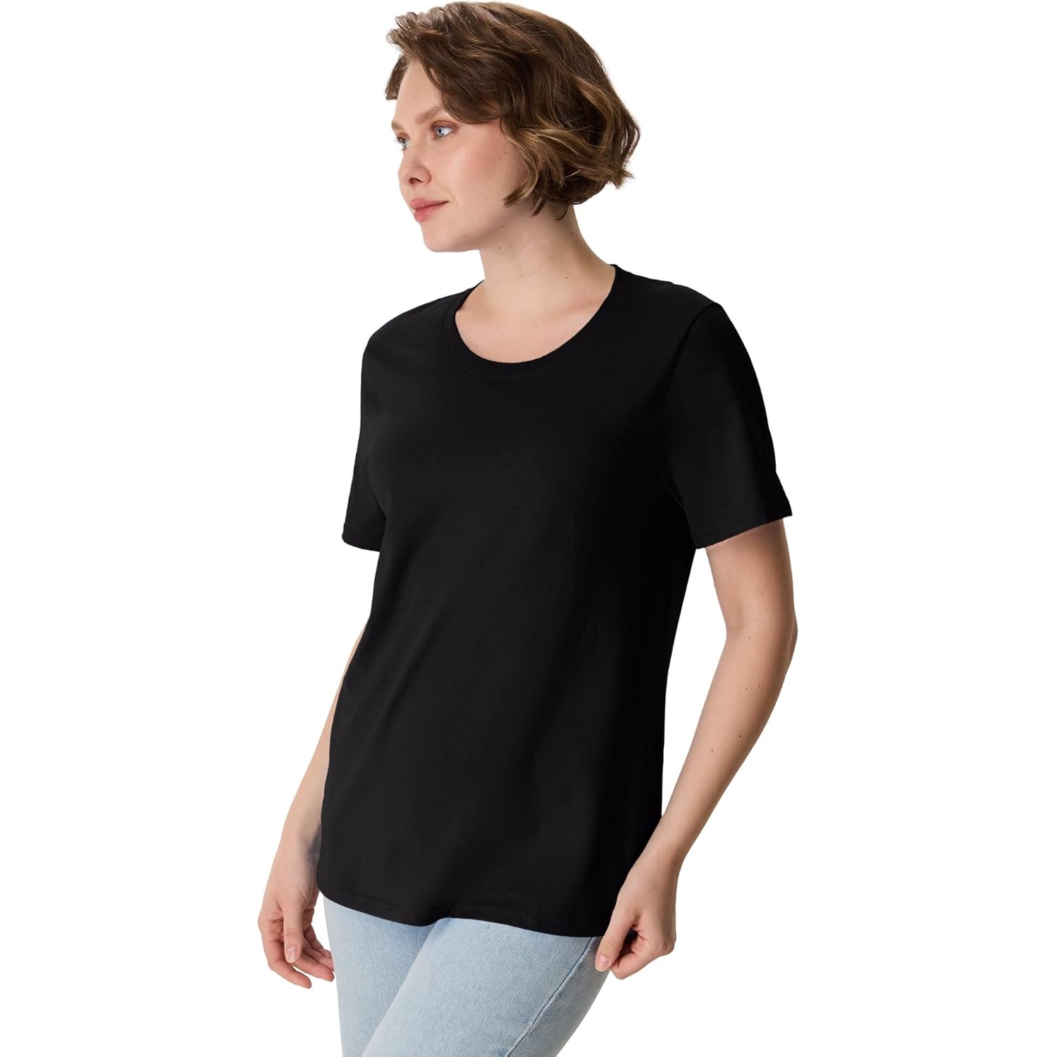 Hanes Women's Perfect-T Crewneck T-Shirt, Lightweight Cotton Short Sleeve Tee for Women
