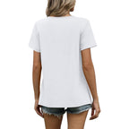 WIHOLL Women T Shirts Pleated Short Sleeve Tops Business Casual Dressy Blouses