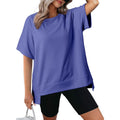 Dokotoo Oversized T Shirts for Women Crewneck Short Sleeve Casual Summer Tops Lightweight Loose High Low Blouse
