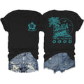 Hawaiian Beach T Shirts for Women Hibiscus Flower Palm Tree Shirt Tropical Graphic Tees Summer Beachy Vacation Tops