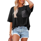 Dokotoo Womens Tops Cute Lace Summer Short Sleeve 2026 Oversized Casual T Shirts Lace Pockets