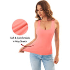 GKBK Women's Scoop Neck Tank Top Double Lined Sleeveless Fitted Basic Summer Top for Daily Wear and Going Out