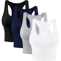 Women's Racerback Sports Crop Tank Top Black/White/Grey/Dark Blue
