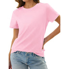 GKBK Women's T Shirts Cotton Short Sleeve Summer Tops Casual Soft Basic Tee | Crew Neck, Loose Fit, Comfortable and Breathable Material, Plain Shirt, 2026 Fall Outfits