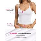 EasyGala Womens Double Lined Camisole Crop Tops Sexy V Neck Spaghetti Straps Tank Tops Fitted Y2K Summer Going Out Shirt