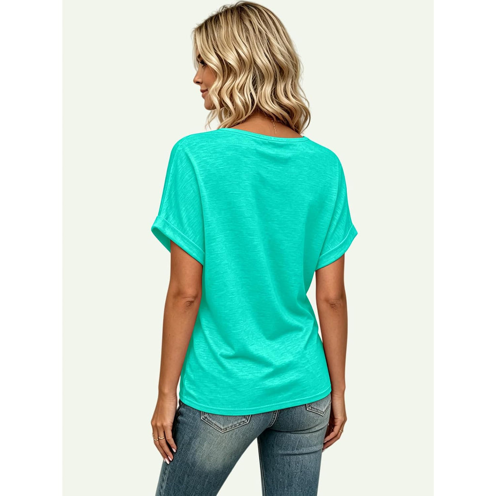 T Shirts Short Sleeve V Neck Tees Womens Tops Beach Vacation Fashion Clothes 2026 Casual Summer Spring Fall Outfits