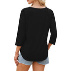 Women's Casual V-Neck Tunic Top Black