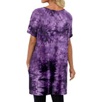 Women's Pocket Tunic Tunic Top Tie Dye Purple