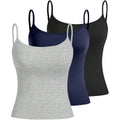 Women's Spaghetti Strap Crop Tank Top Black/Dark Blue/Grey