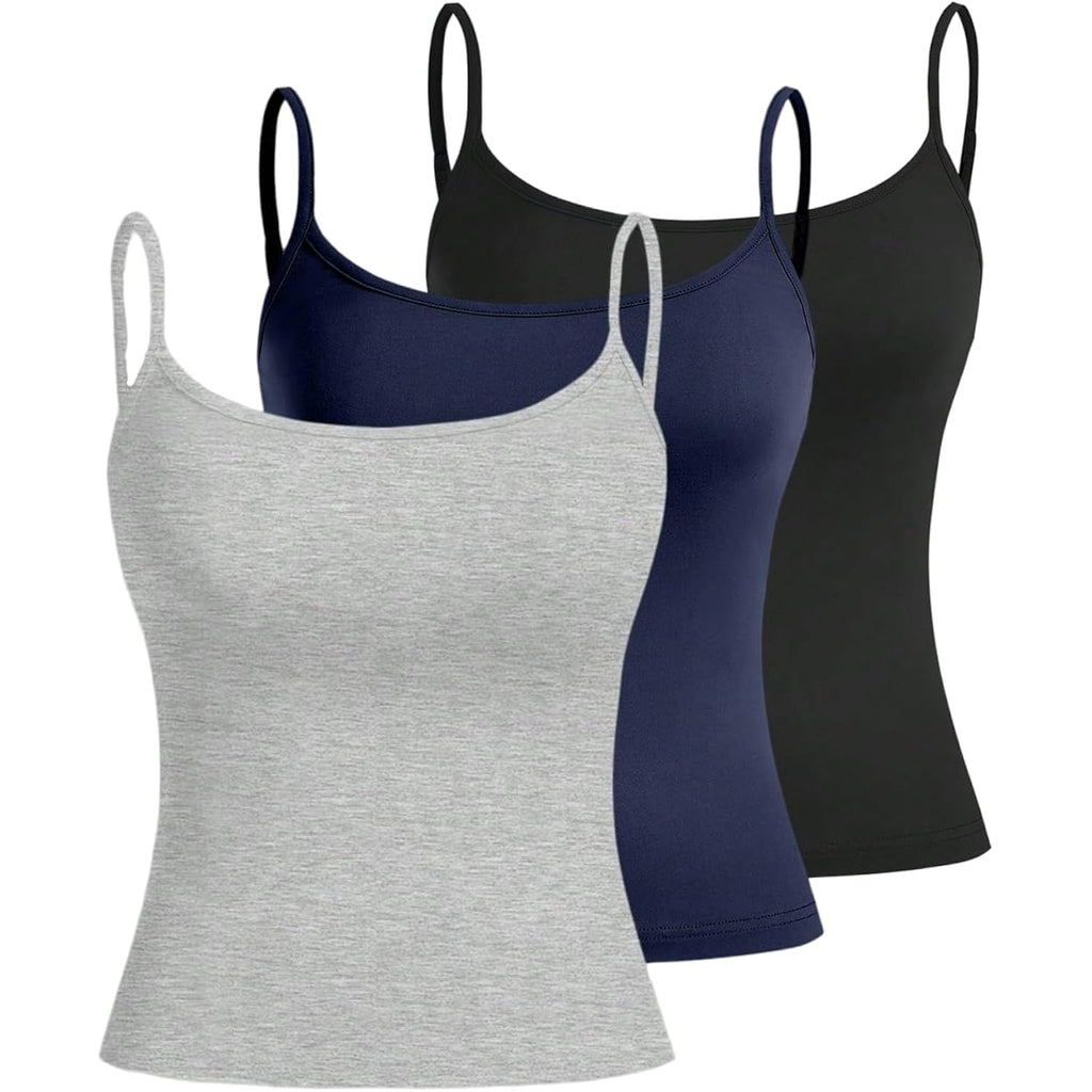 Women's Spaghetti Strap Crop Tank Top Black/Dark Blue/Grey
