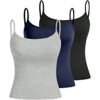 Women's Spaghetti Strap Crop Tank Top Black/Dark Blue/Grey