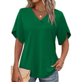 WIHOLL Womens Summer Tops Short Petal Sleeve Shirts Fashion V Neck Womens Clothing