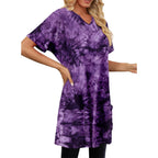 Women's Pocket Tunic Tunic Top Tie Dye Purple