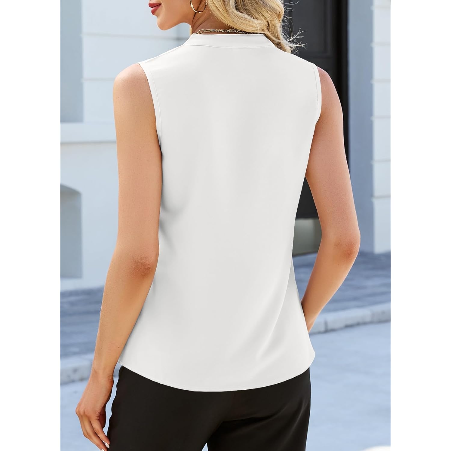 Women's Lace Patchwork V-Neck Tank Top White