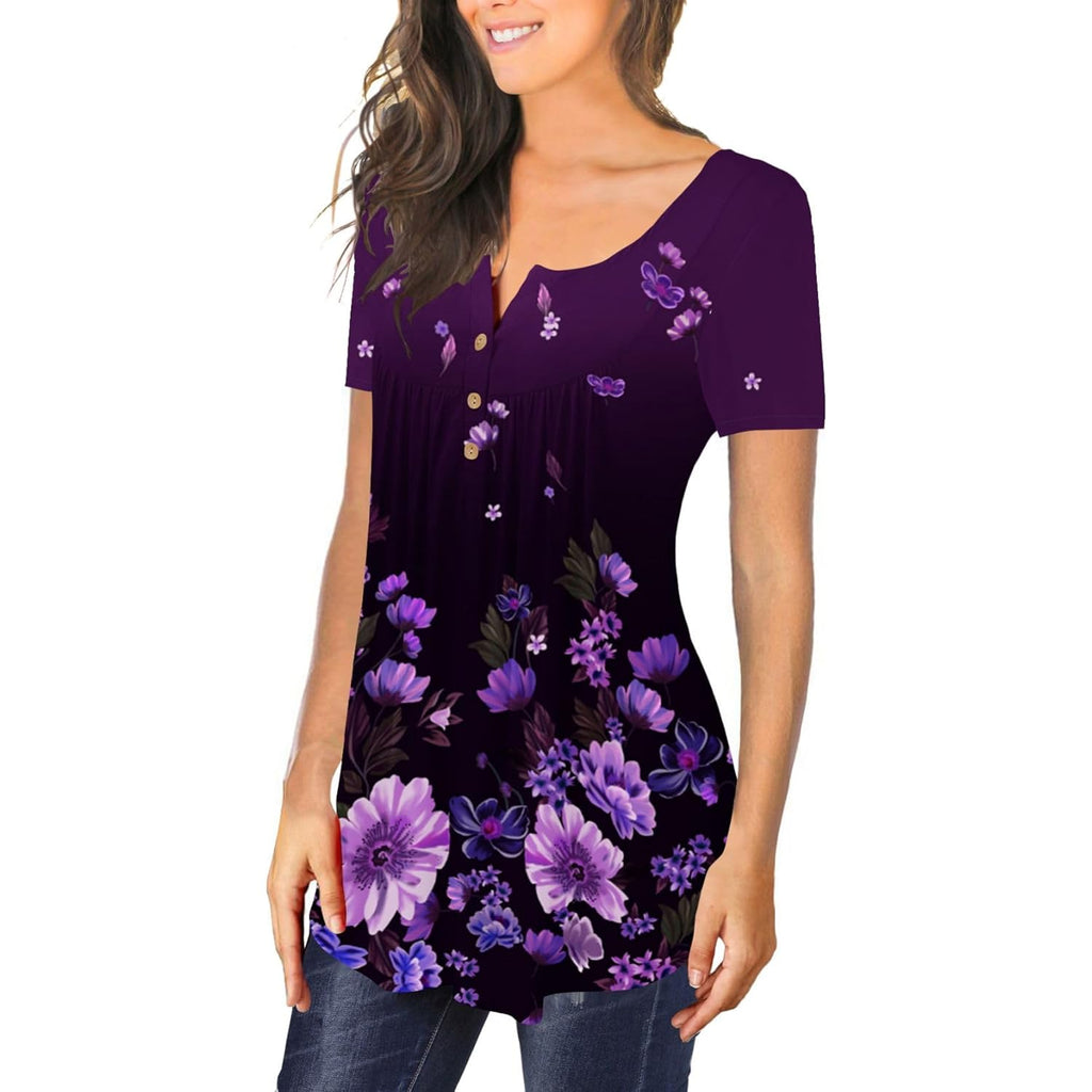 Women's Leggings Fit Tunic Top Purple Print