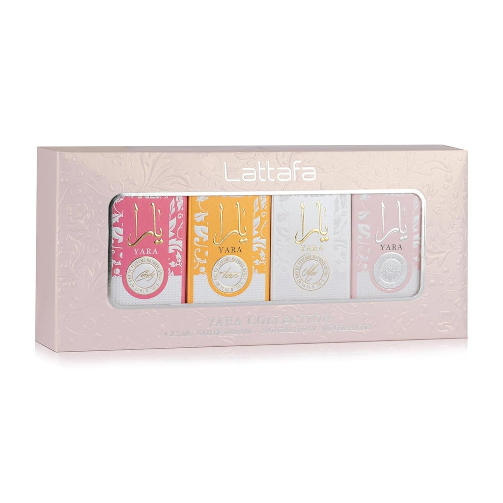 Lattafa Yara Collection – 4 × 5 ml Eau de Parfum Gift Set for Women (Yara + Yara Moi + Yara Tous + Yara Candy)