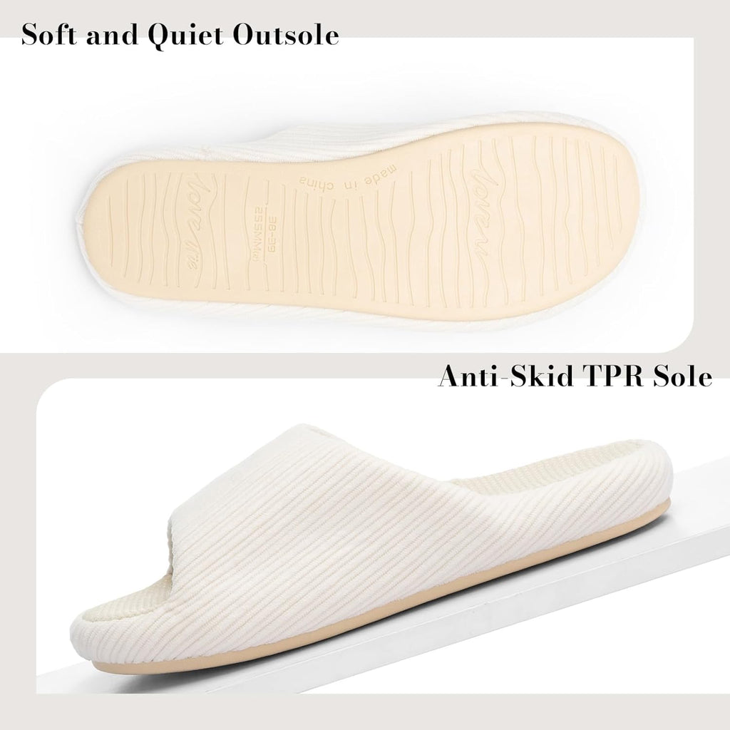 Women's Slippers Corduroy White