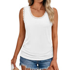 Women's Lace Scoop Neck Tank Top White