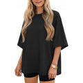 Tankaneo Womens Oversized Half Sleeve T-Shirts Trendy Casual Baggy Loose Fit Tops Summer Crew Neck Tees Shirts
