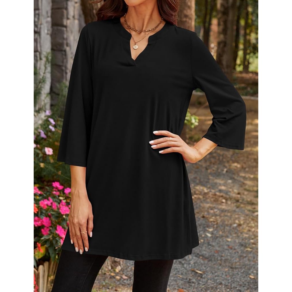 Women's Bell Sleeve Tunic Top Black