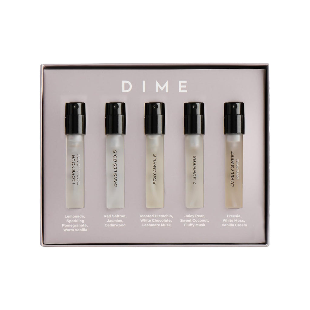 DIME Beauty Perfume Sampler, Hypoallergenic, Clean Perfumes, Eau de Parfum For Women (Set of 5, 2 ml)